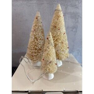 Department 56 Village Accessories Twinkling Lit Trees-56723-White Set of 3